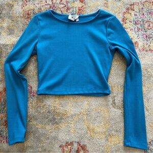 Princess Polly Blue Long Sleeve Crop Top Size 4
